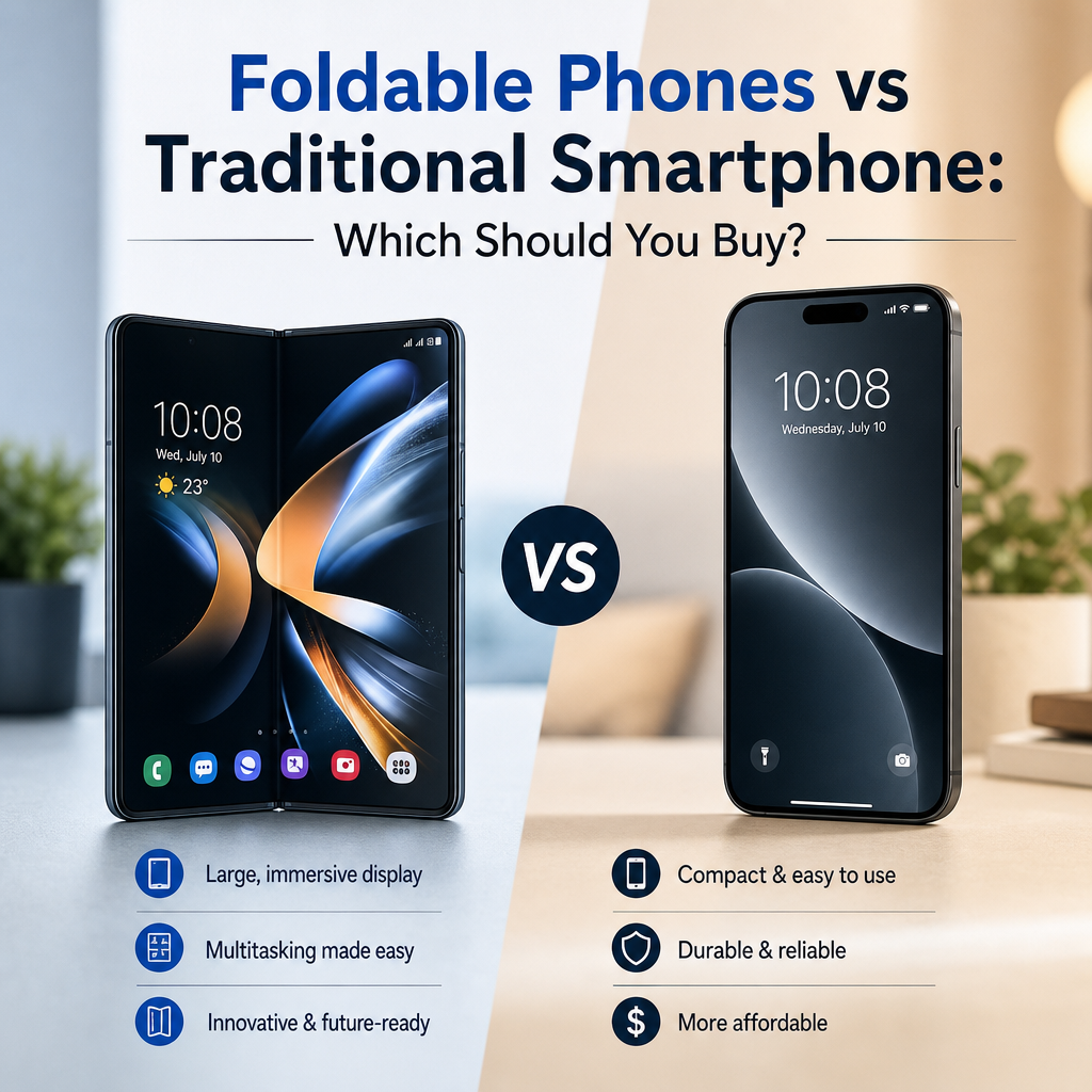 Foldable phone compared with traditional smartphone, showing key features and buying considerations